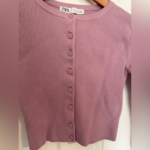 Zara Mauve Ribbed Knit Top - Picture 2 of 4